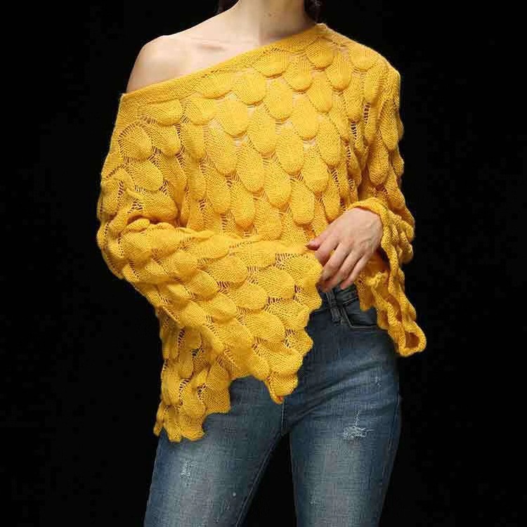 Title 8, Knit Flared Sleeve Leaf Sweater