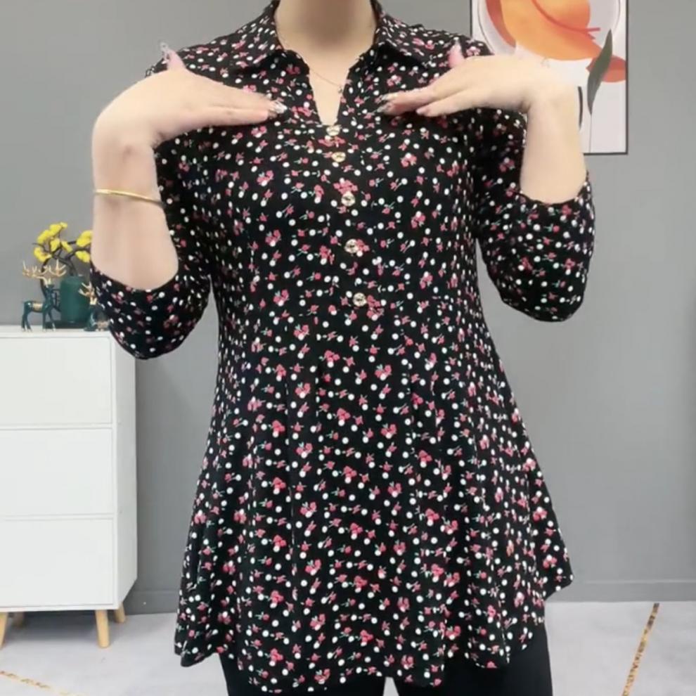 Title 2, Fashionable Loose Mid-length Floral Shirt