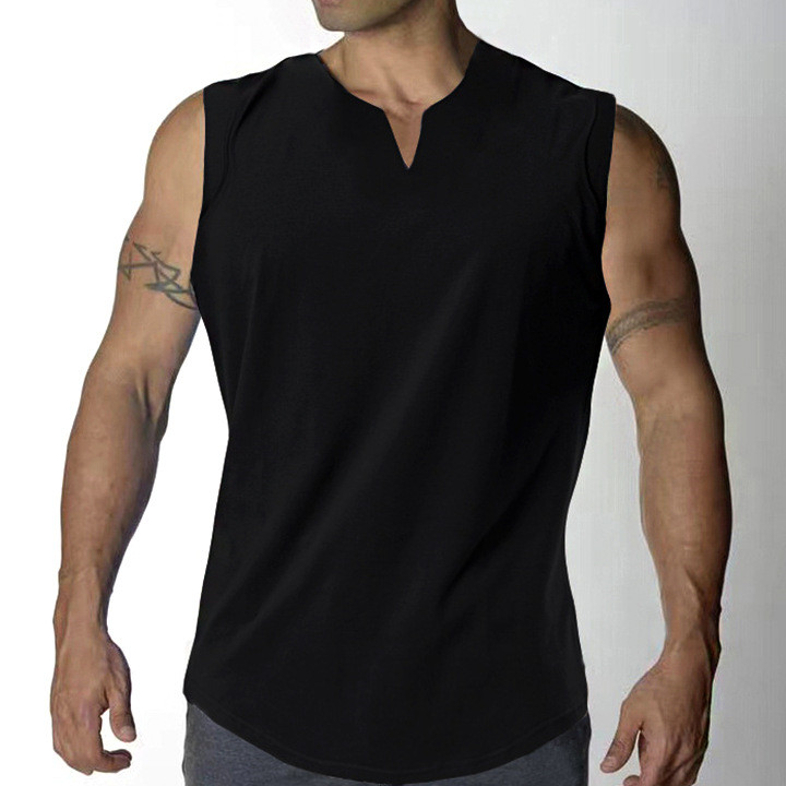 New Sleeveless V-Neck Vest Men's Summer Tight Sports Shirt T-Shirt