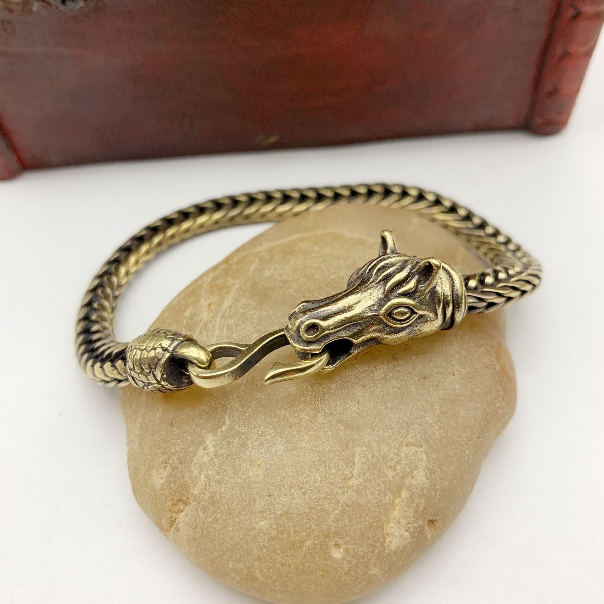 Horse Pure Brass Chain Bracelet Vintage - Image 7