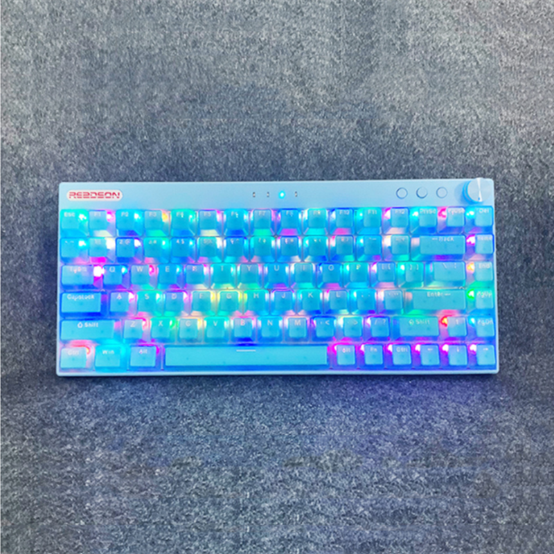 لوحة مفاتيح ميكانيكية شفافة بلونين مع أغطية مفاتيح شبه شفافة