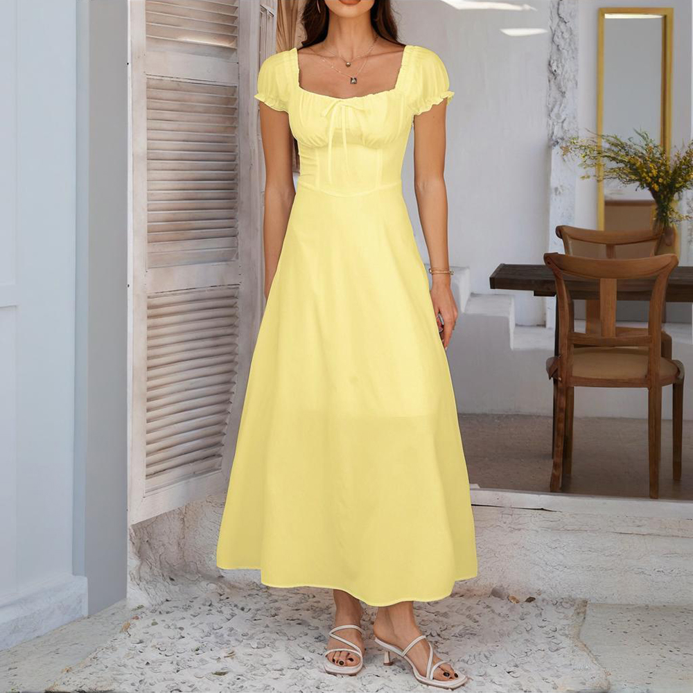 Women's Bohemian Backless Maxi Dress Flowy Ruffled Beach Dress With Adjustable B - Picture 12 of 12
