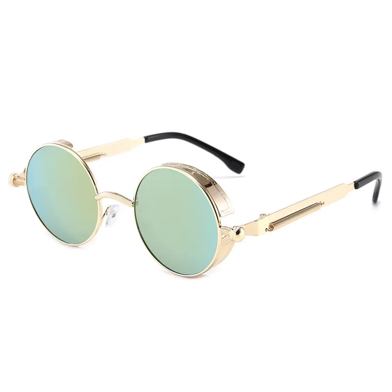 Hipster punk style classic retro sunglasses - Gold Dazzling Green