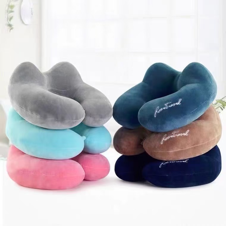 Embroidered Memory Foam U Shaped Neck Pillow Raised Side Support Travel Pillow For… — image 1