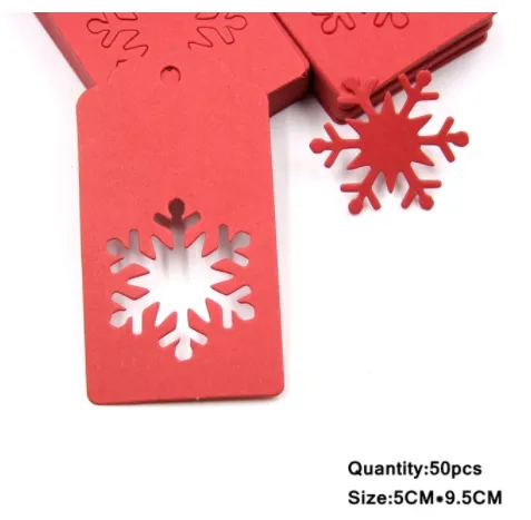 Tree shaped Paper Label Kraft Paper Card Red Snowflakes - Shop at LoveMi