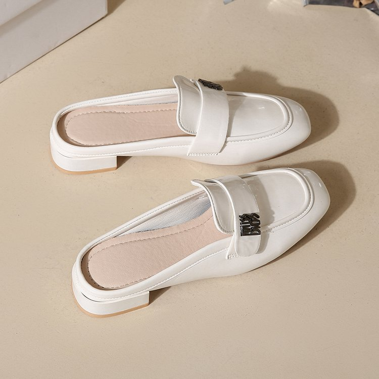 2026 New British Style Square Toe Mules For Women, Outdoor Wear, Elegant Lady Style Closed Toe Mary Janes, Block Heel Plus Size Slip-on Shoes