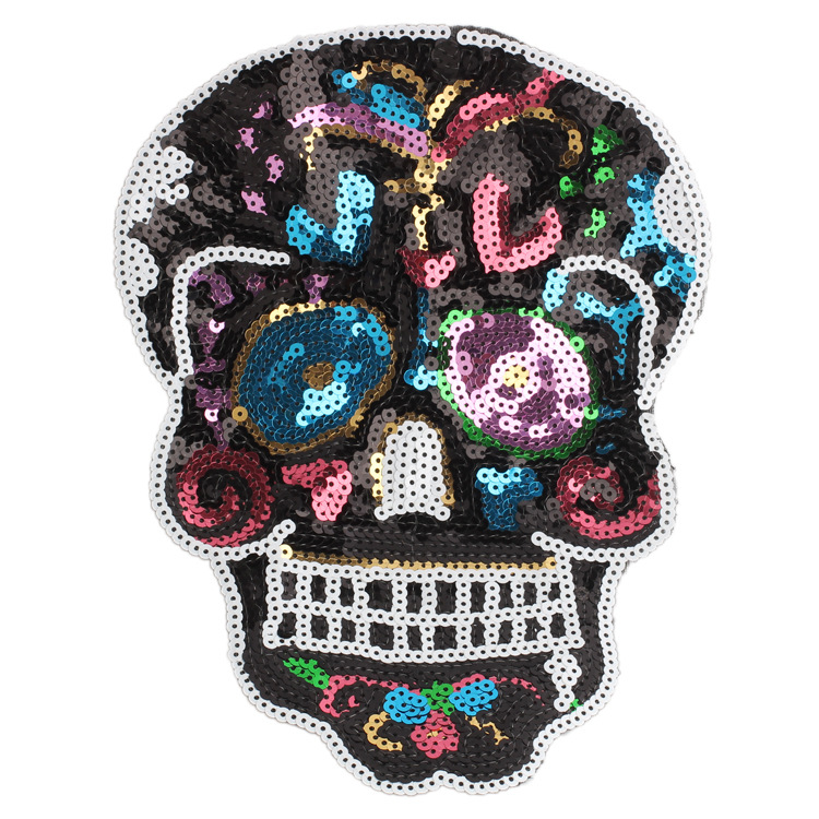 Cartoon Sequined Skull Embroidery Cloth Sticker — image 1