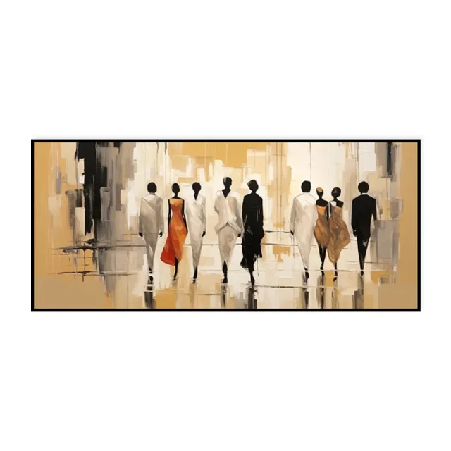 Abstract Modern People Landscape Oil Painting On Canvas Large Wall Art Walking In The Street Painting Minimalist Living Room Art Without Inner Frame - Shop at LoveMi