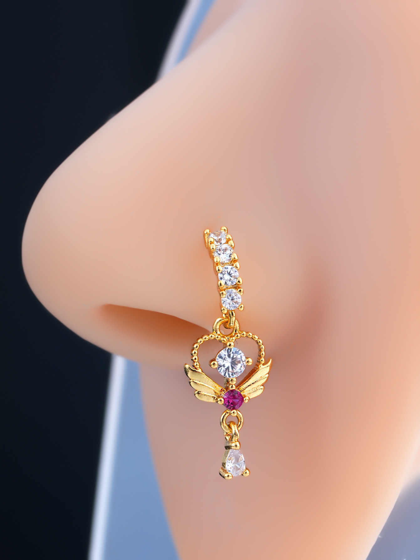 Flower Triangular Heart Butterfly Nose Nail thumbnail 5