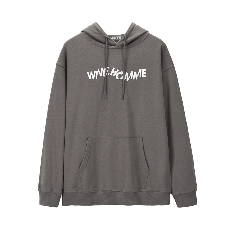 Personality Twisted Letter Printed Sweater Men's Loose Pullover Hoodie