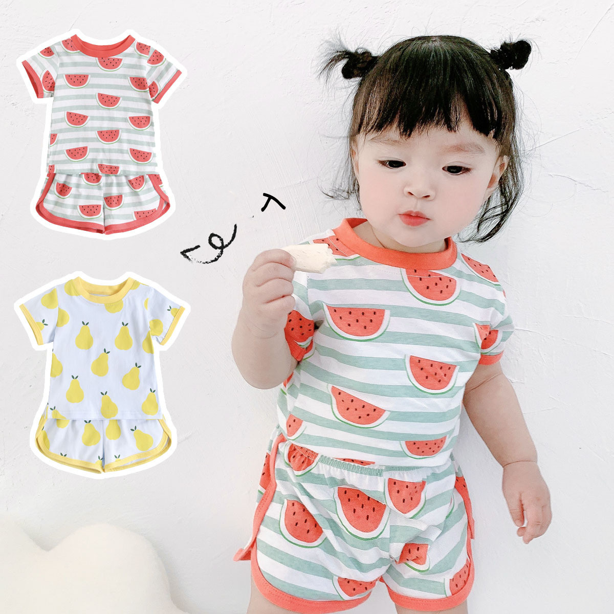Watermelon Children's Short Sleeve Cotton Cartoon  Suit