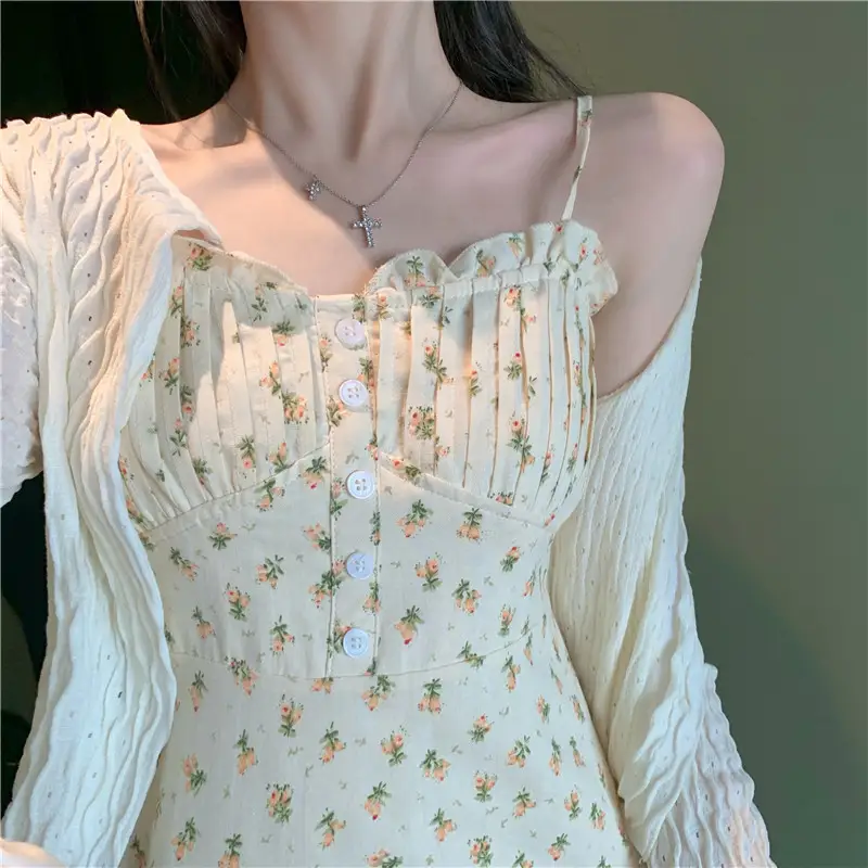 Fashion Sling Floral Dress Gentle Wind Super Fairy