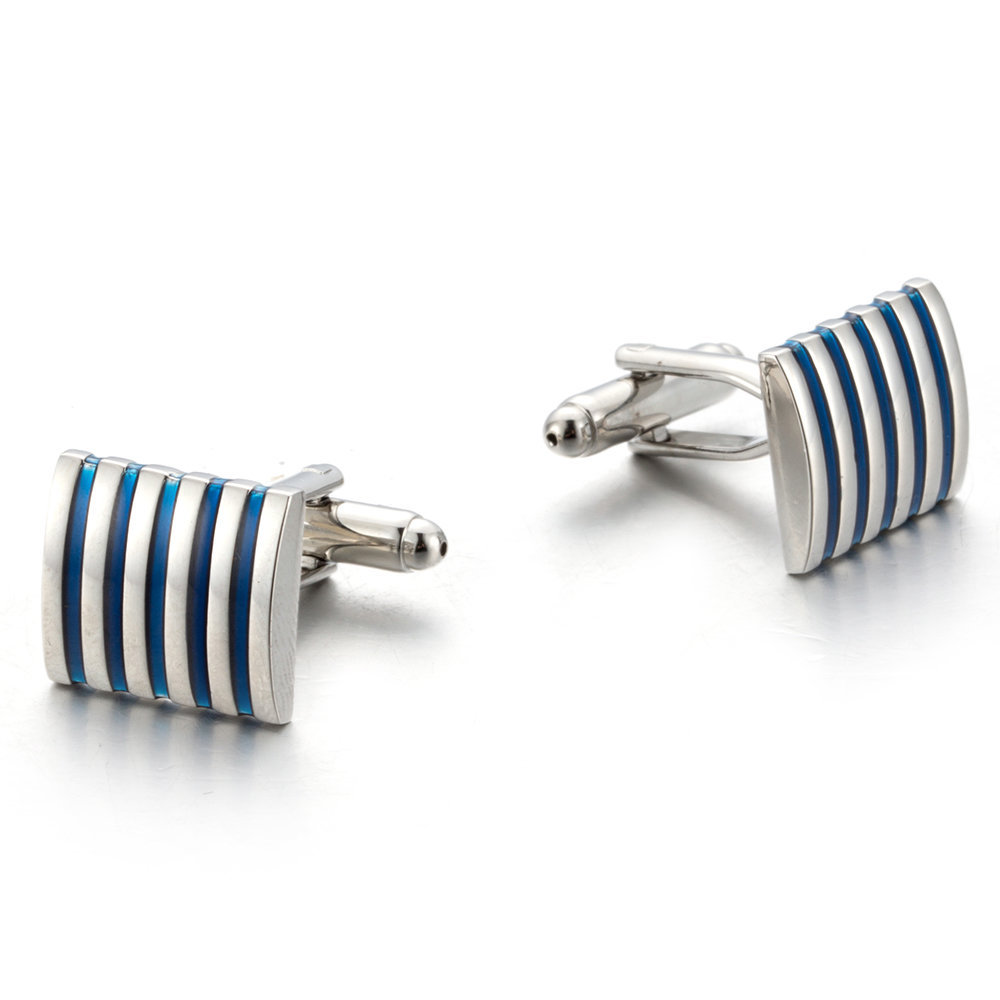 Title 4, French Shirt Cufflinks Business Blue Stripes