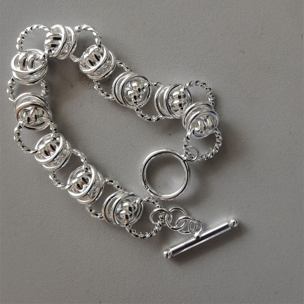 Big O Ring Ripple Men's Silver Bracelet