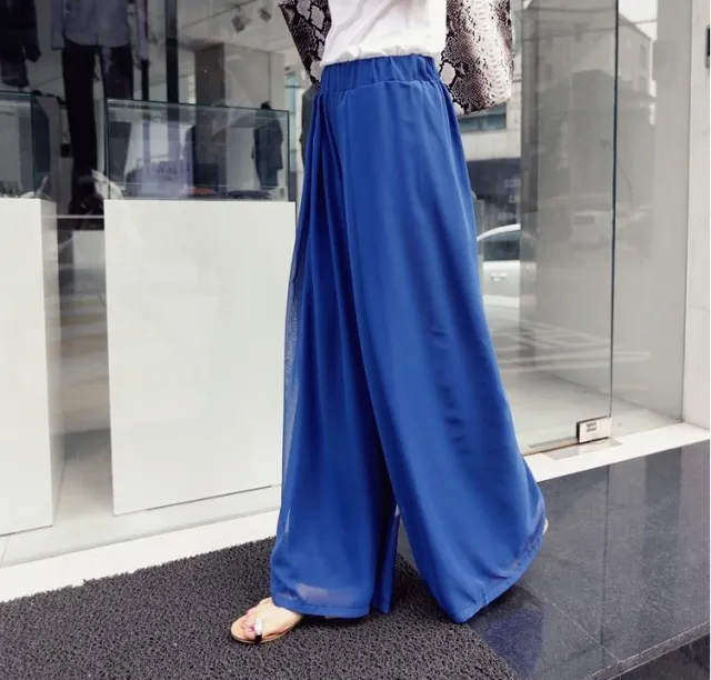 Oversized Chiffon Wide leg Pants Women's Casual Loose High waist Beach Pants 6Style M - Shop at LoveMi