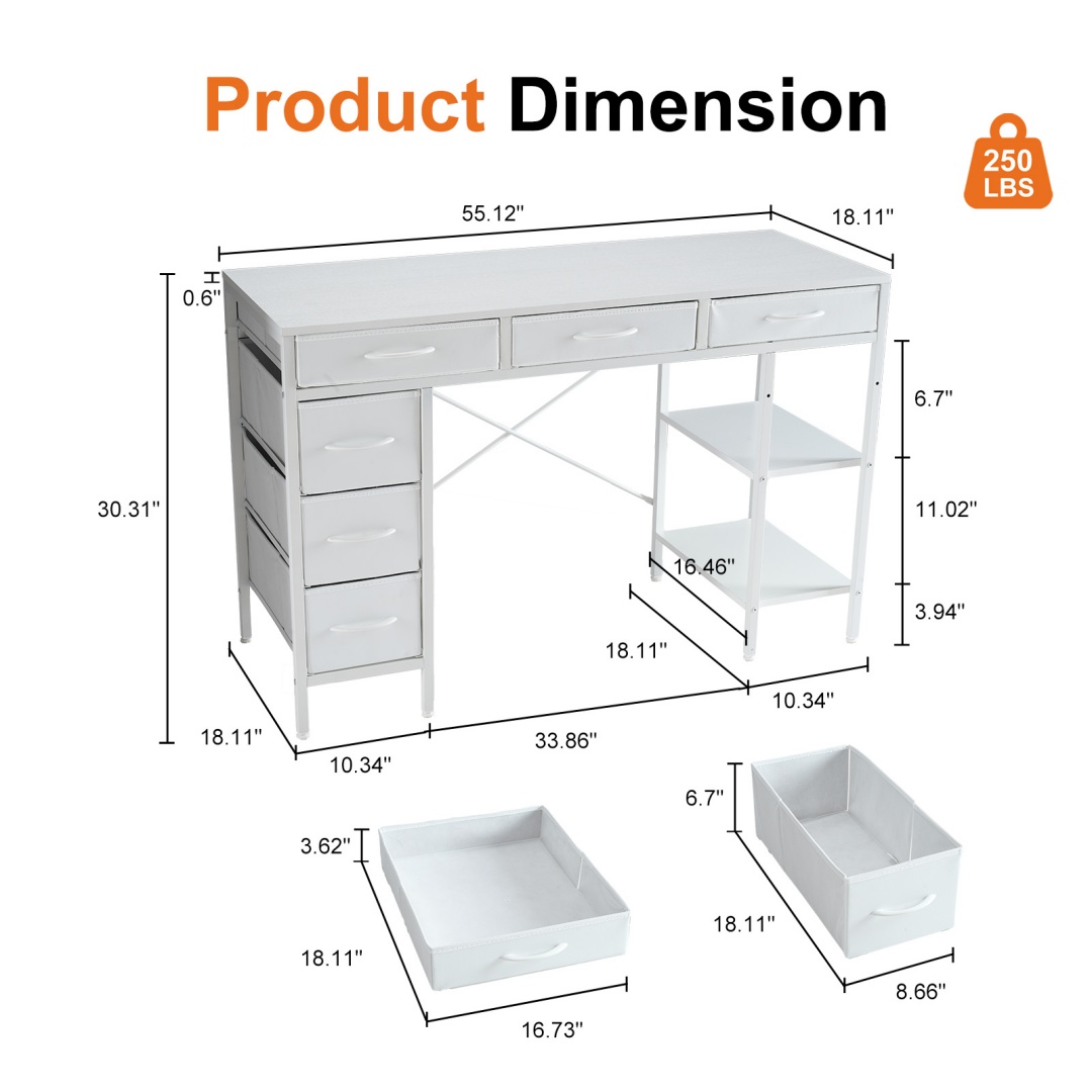 55-inch Computer Desk With 6 Drawers image 27