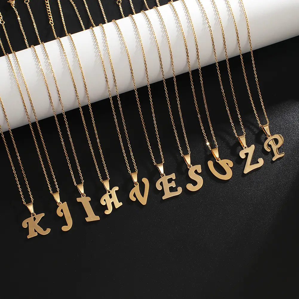 Stainless Steel Letter Pendant Necklace