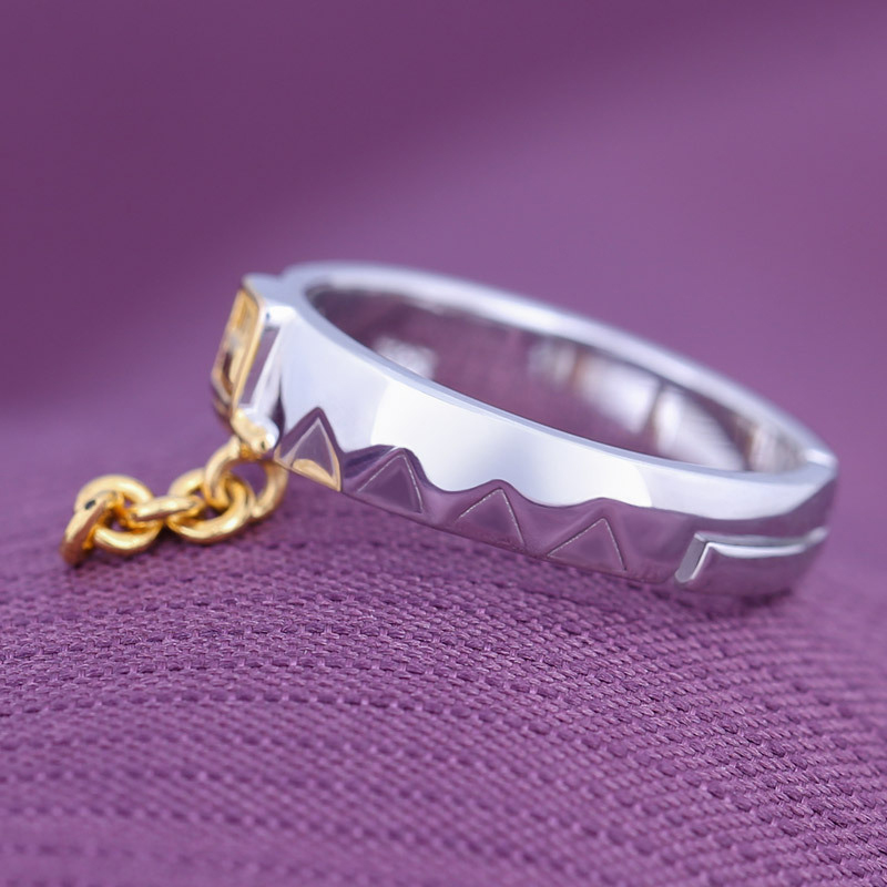 Fashion Colorblock Oil Drop Silver Ring