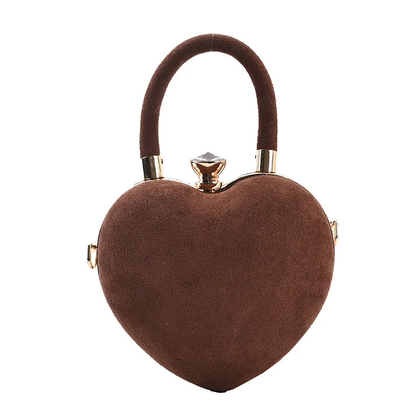 Retro Simple Inside Personality Heart-shaped Portable Messenger Bag - Coffee