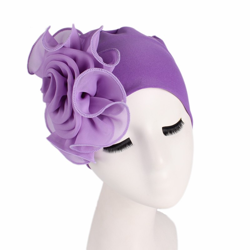 Title 8, Side big flower elastic bandana hat