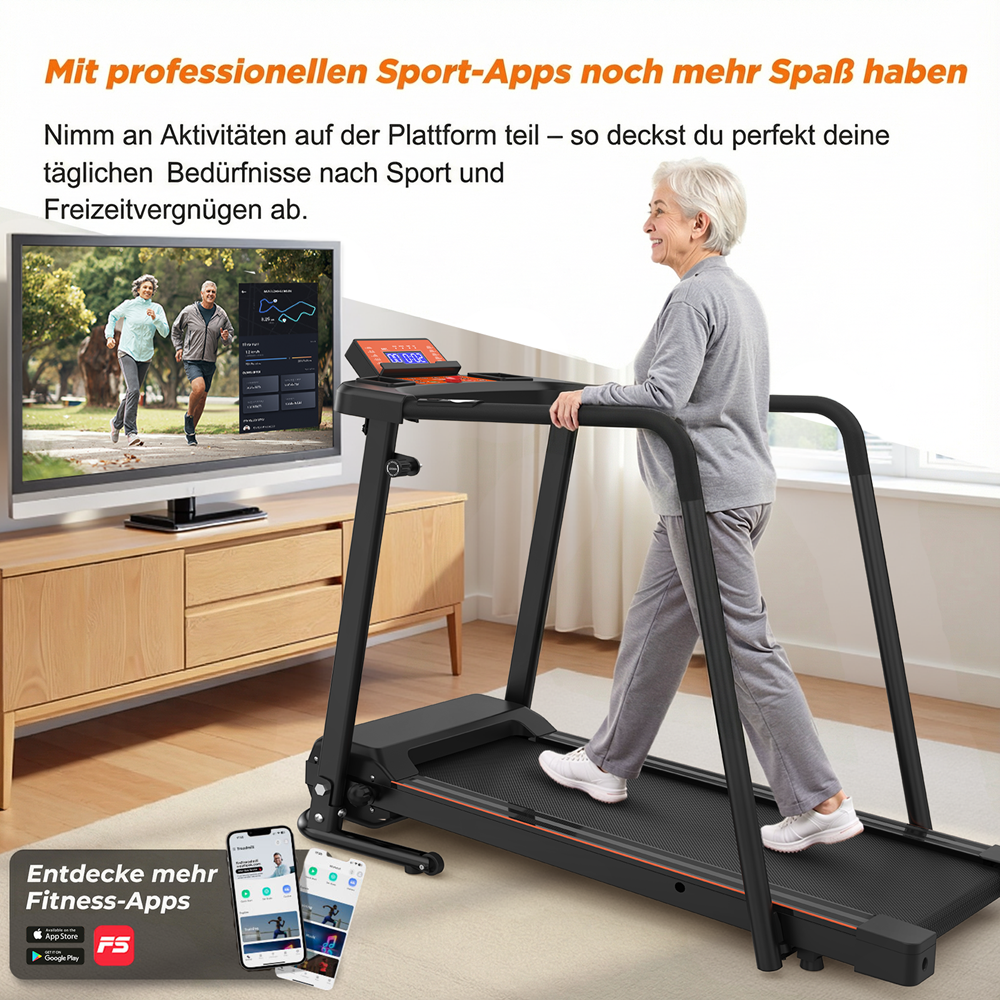 EU Treadmills For Home, Advanced Treadmills For Recovery Fitness, Portable Folding Treadmills For Seniors With Optional APP Control, 120Kg Capacity Treadmill
