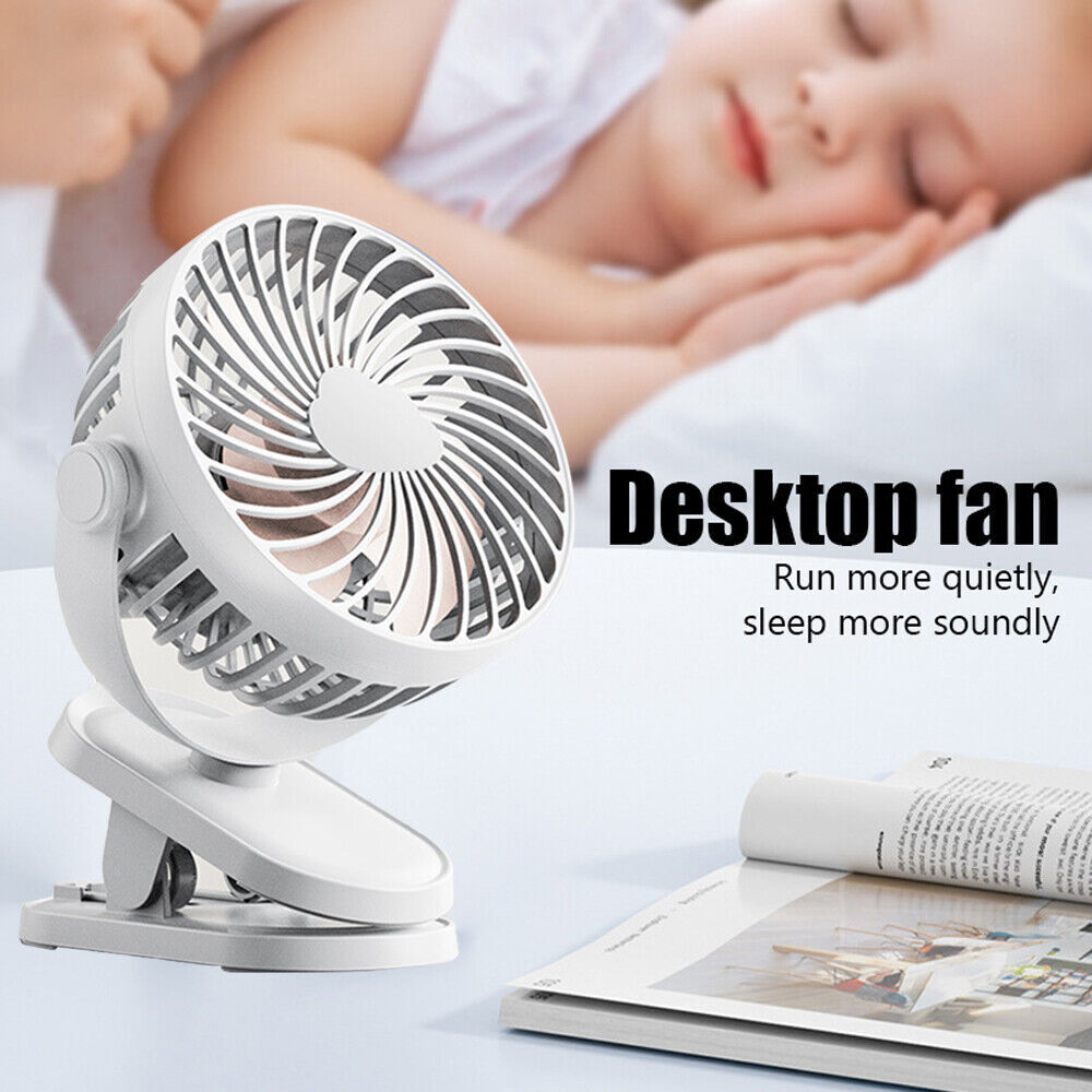 3 Speeds Mini Cooling Fan USB Rechargeable Clip On Desk Baby Stroller Portable - Picture 11 of 11