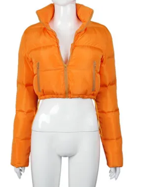 Women's Stand up Collar Warm Bread Down Jacket Orange - Shop at LoveMi