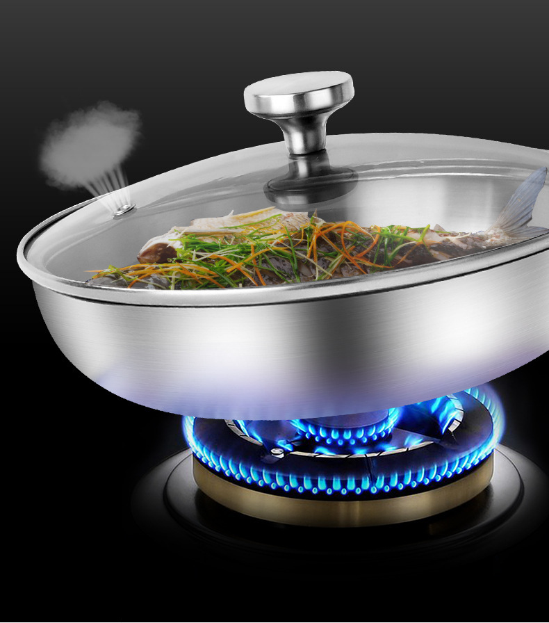 304 Stainless Steel Three-layer Steel Wok, Induction Cooker, Gas Stove Special Flat Pan, Household Uncoated Steak Frying Pan — foto 4