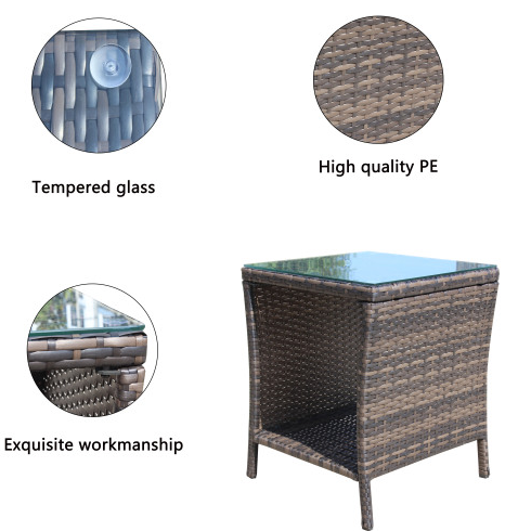 Outdoor Patio Furniture 1 Coffee Table With Clear Tempered Glass — foto 4