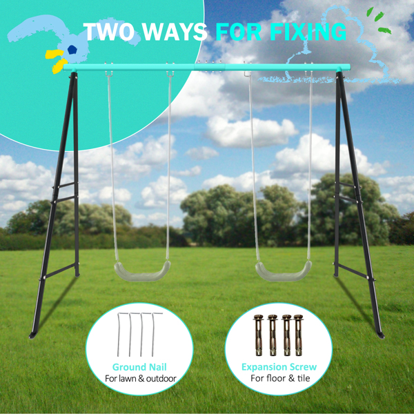 Swing Stand Frame,Swing Set Frame For Both Kids And Adults,500 Lbs Heavy-Duty Metal A-Frame Backyard Swing For Indoor Outdoor,Green  Frame Only