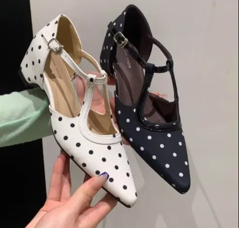 Women French Polka Dot Wedge Sandals, 2026