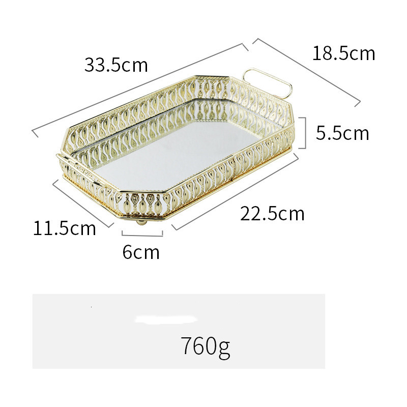 Title 5, Mirror Glass Plate Golden Wrought Iron Decorati...