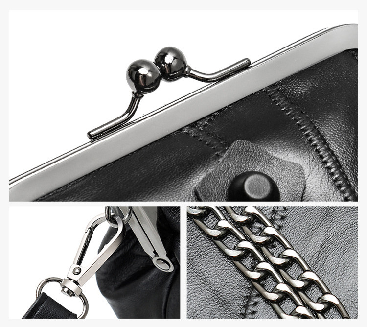 Sheepskin Retro Rivet Messenger Bag Fashion