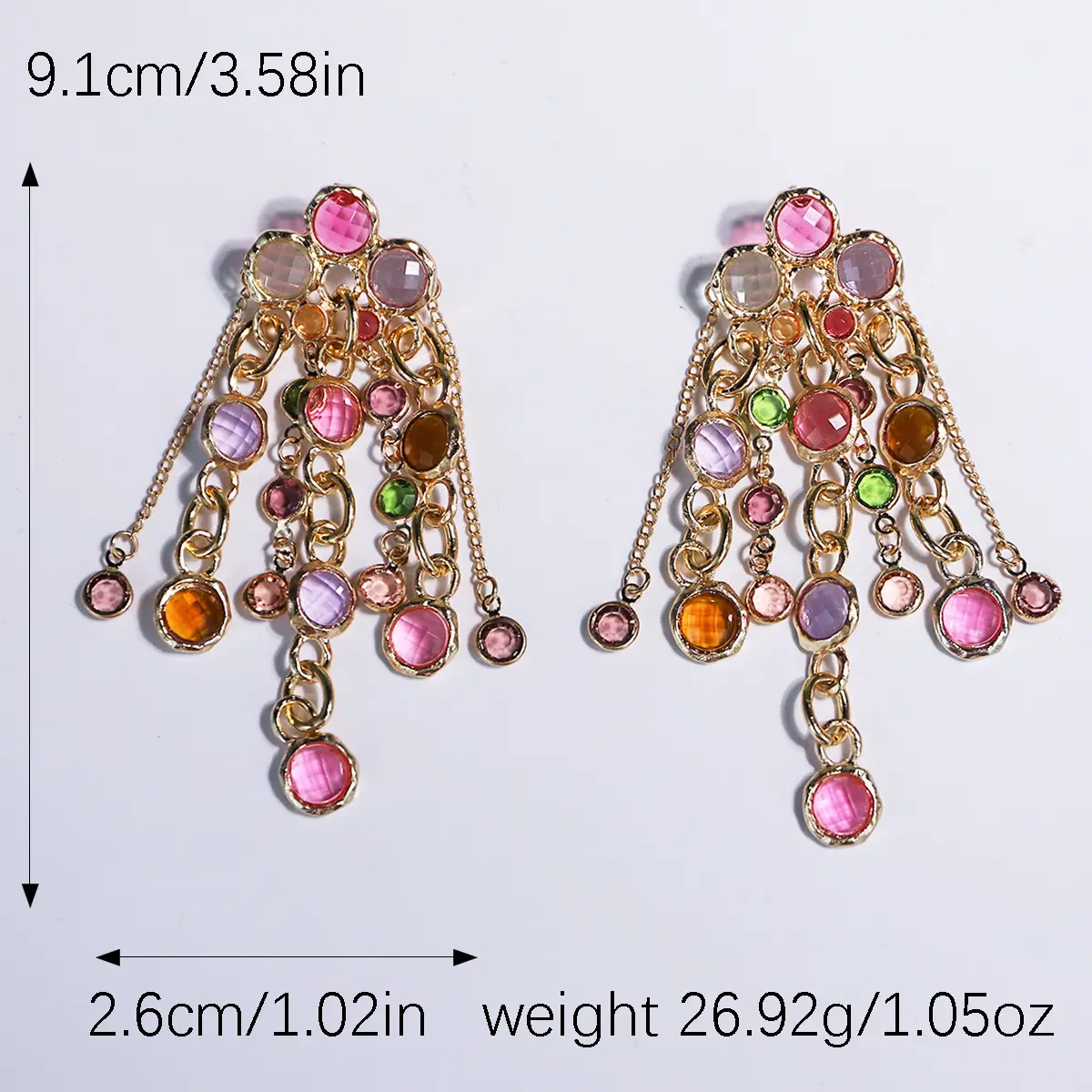 French Style Temperament Vintage Crystal Chain Earrings