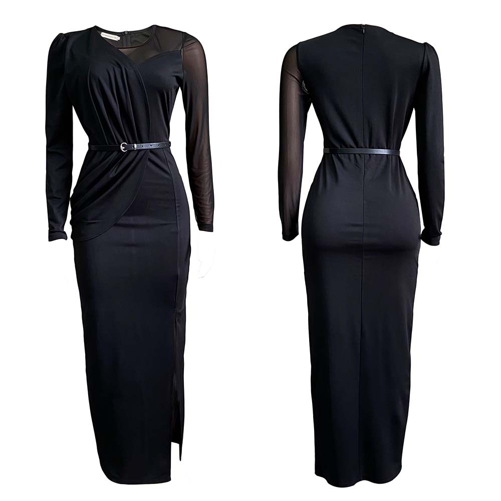 Mesh-Panel Long Dress, picture 6 of 6