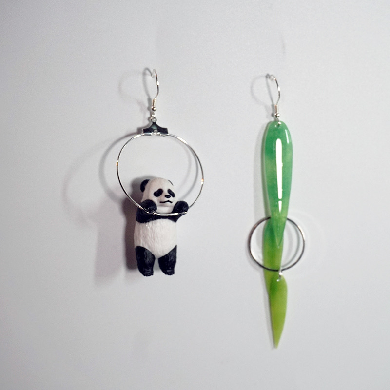 Title 6, Panda Bamboo Earrings Stay Cute Animal Playful