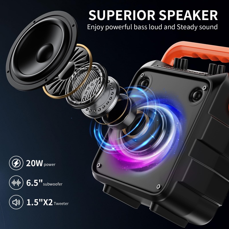 Karaoke Machine With 2 Wireless Microphones And RGB Color Lights,Karaoke... 7