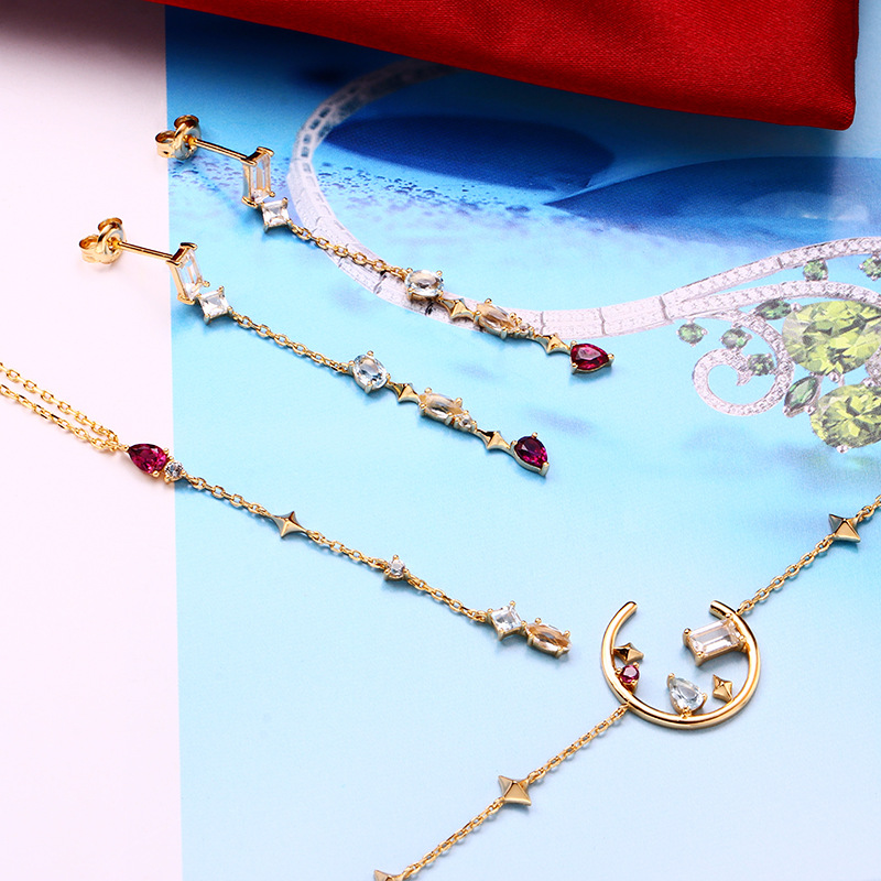Women's Summer All-match Colorful Crystal Cross Star Bracelet