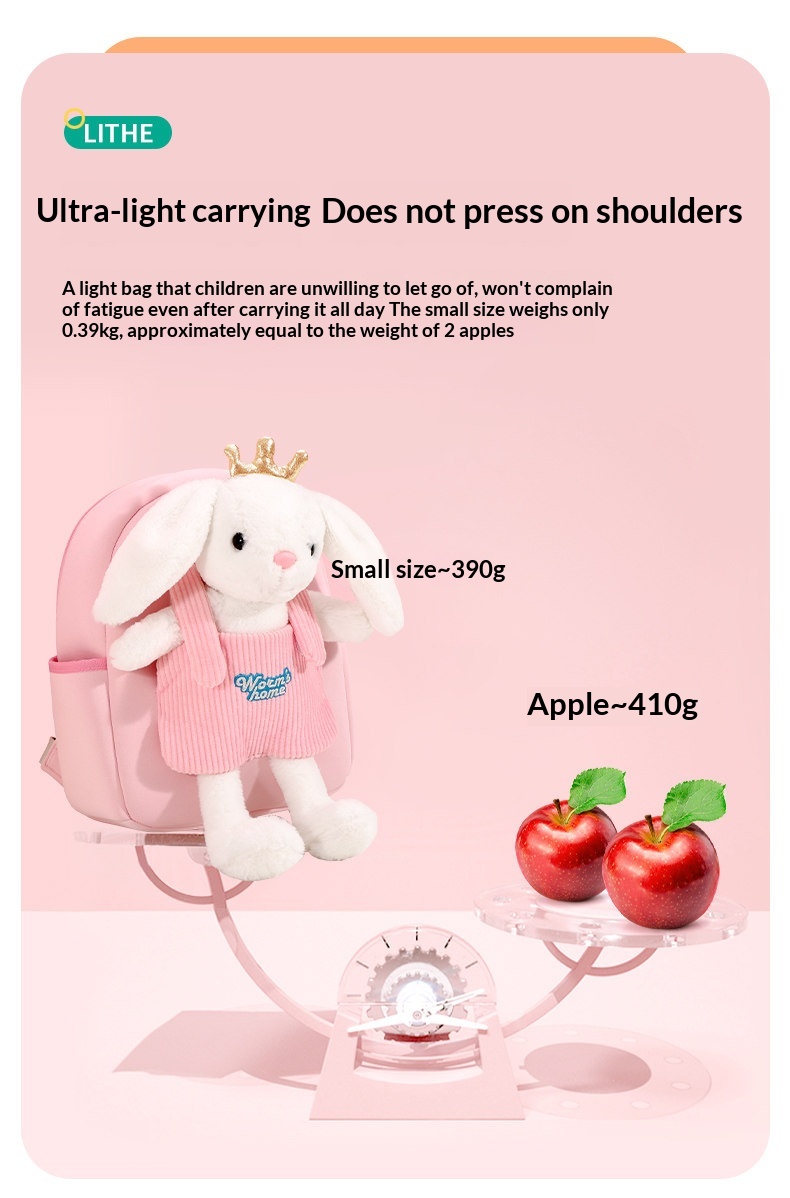 Children Aged 3-6, Elementary School Students, Backpack, Capibala Backpack, Kindergarten Lightweight Backpack, Medium Class Plush Rabbit Small Size And Doll Suitable For Babies Under 100CM