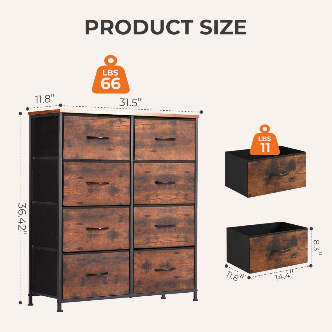 Tall Dresser Fabric Storage Tower ,Wooden Top For Kid Room, Closet, Entryway, Nursery image 35
