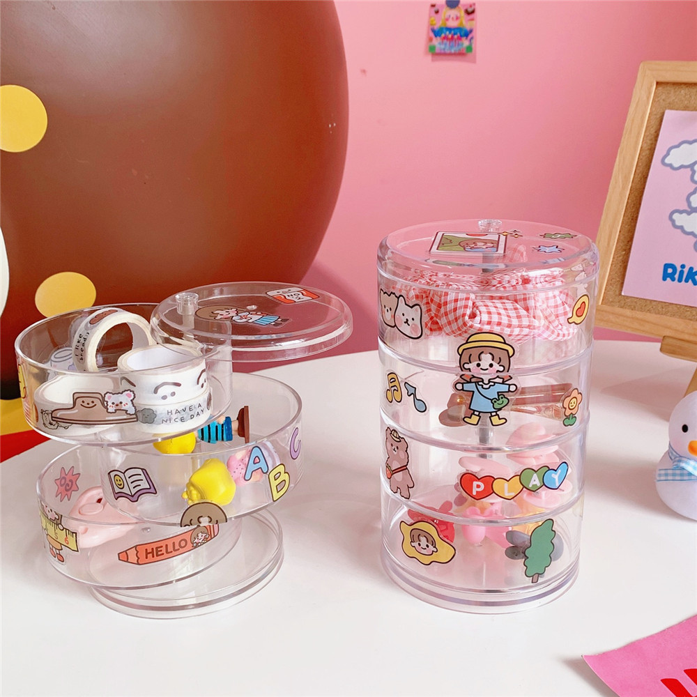 Transparent Multi-layer Rotating Storage Box Cosmetic Desktop Dust-proof Jewelry Storage Rack