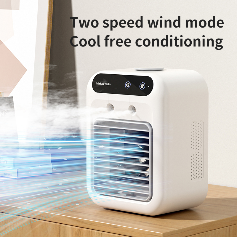 Portable Air Cooler With Mist  Small Desktop Air Conditioner Fan, 3 In 1 Humidifying Cooling Fan For Home, Dorm And Office, Mobile Evaporative Cooler With Water Spray