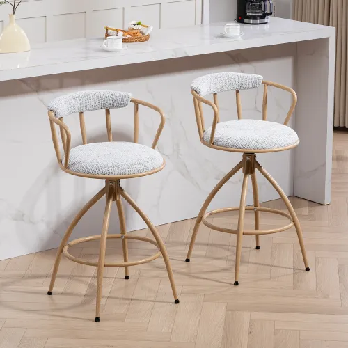 26 Swivel Counter Height Bar Stool, Set Of 2 Fabric Seat With Metal Frame, Modern Industrial Design Bar Chairs For Kitchen Island, Dining Room, Ho... Beige - Shop at LoveMi