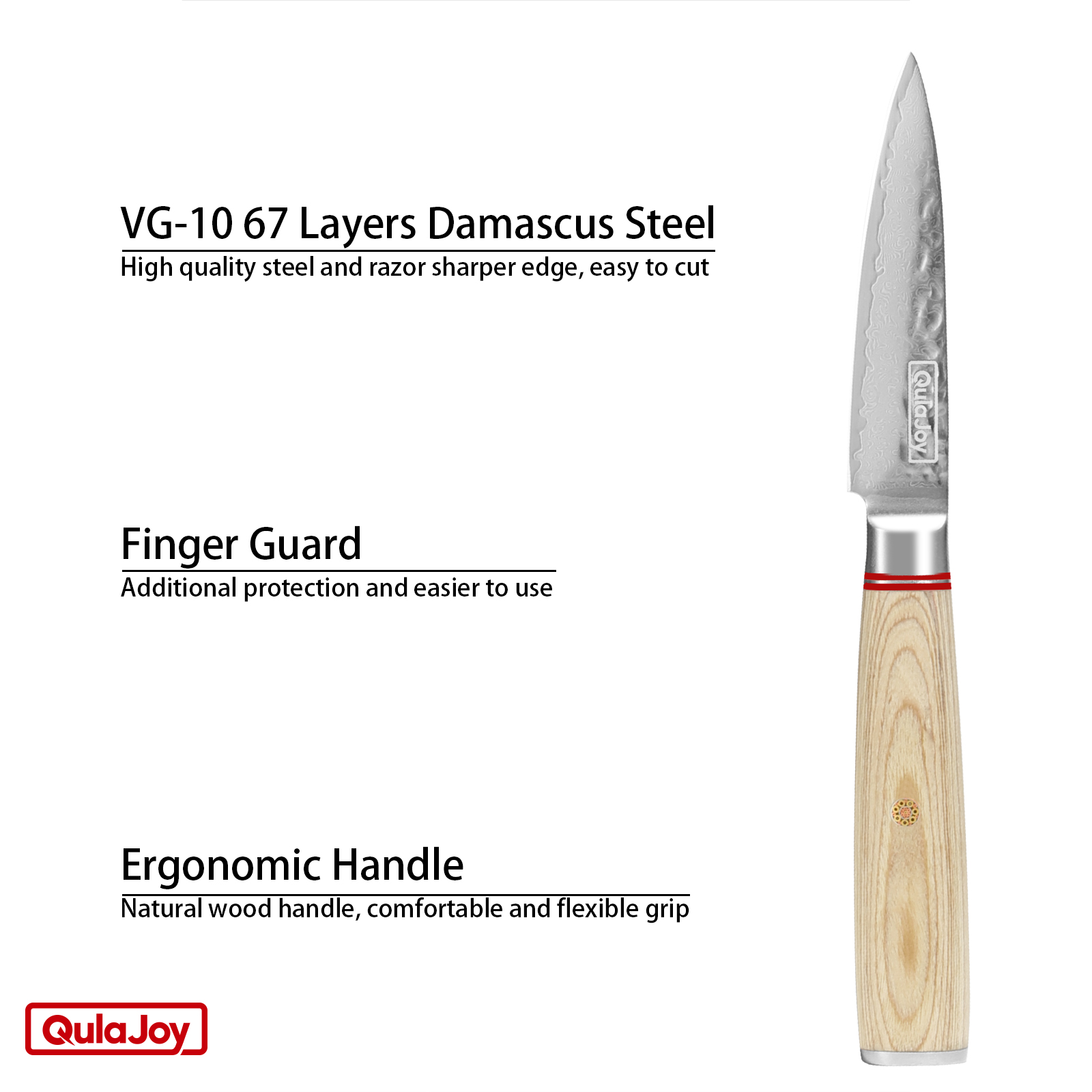 Qulajoy Nakiri Knife 6.9 Inch, Professional Vegetable Knife Japanese Kitchen Knives 67-Layers Damascus Chef Knife, Cooking Knife For Home Outdoor With Ergonomic Wood Handle.