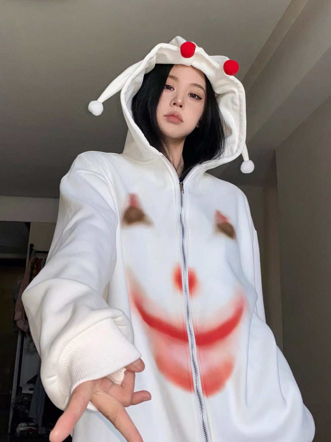 Women's Joker White Loose Sweater