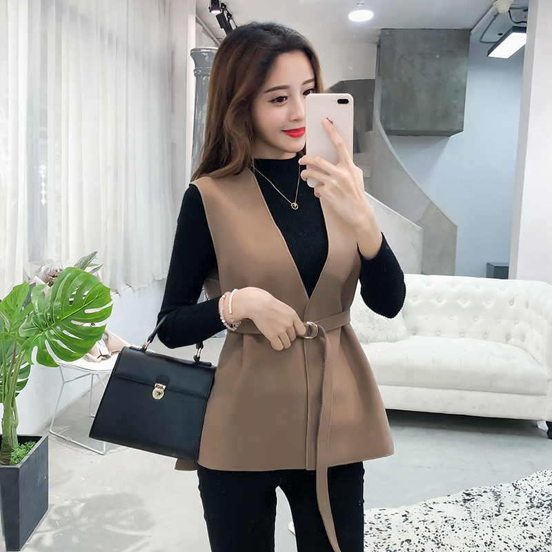 Woolen Vest Women's Vest Jacket Waistcoat Knit Sweater Set