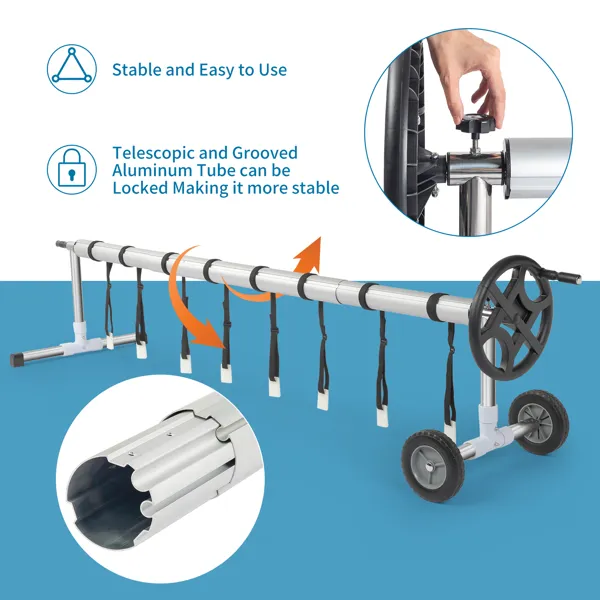 18ft Five Sections, Each Section 1.5m, Swimming Pool Membrane Roller 60kg Black