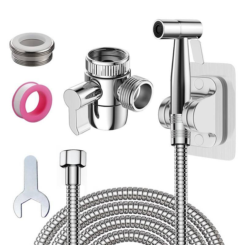 Bidet Attachment & Handheld Bidet Spray Set With 3-Way Diverter Valve Bidet Sprayer Kit Includes 1.5M Hose For Toilet Cleaning & Personal Hygiene Bidet Spray For Bathroom Sink & WC Surfaces