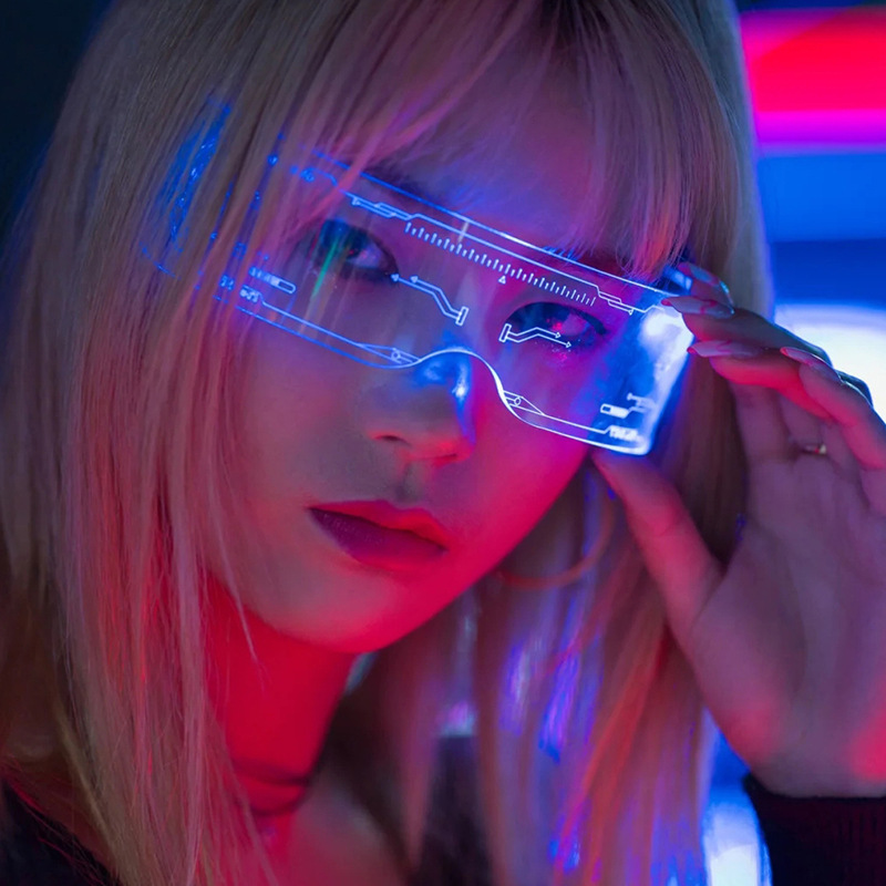 Punk Futuristic Technology Sense Glasses Photo Sci-fi Glow - Image 2