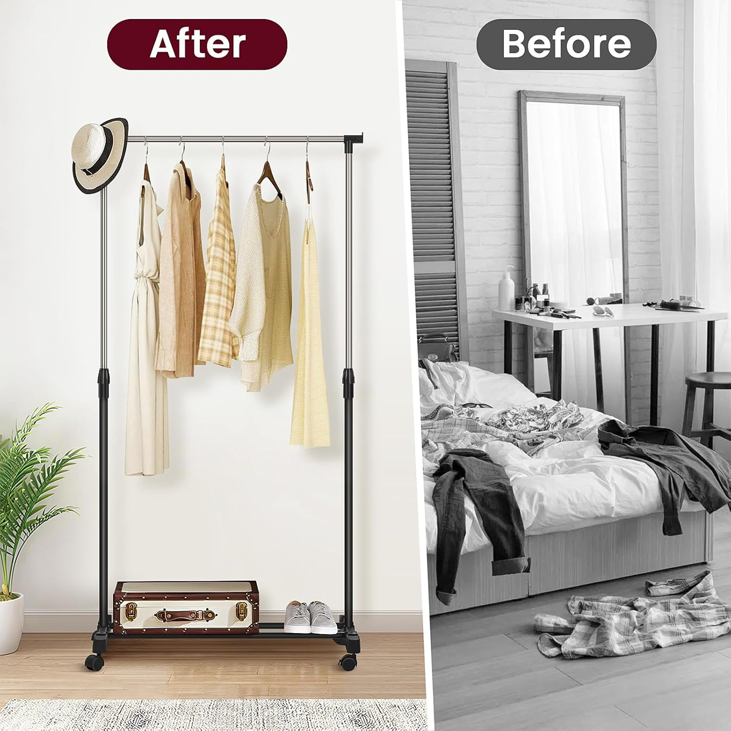 Heavy Duty Metal Single Rail Clothes Garment Hanging Rack Shelf Display Stand